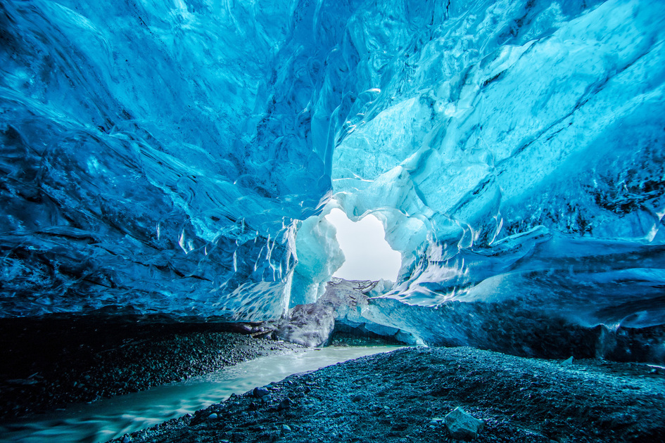 Crystal ice caves in Iceland