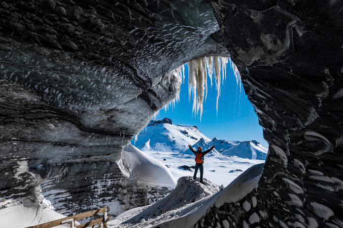 Exploring ice caves in Iceland