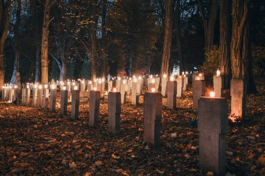 Cemeteries with candles in Poland