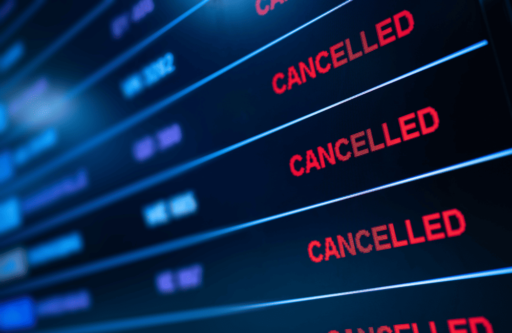 Cancelled or delayed flights in the U.S