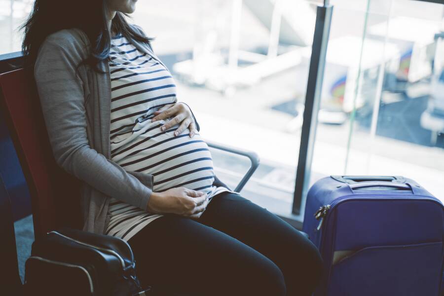 Pregnant woman traveling